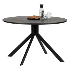 Eettafels<WOOOD Eettafel Bruno Zwart - Ø 120 cm