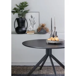 Eettafels<WOOOD Eettafel Bruno Zwart - Ø 120 cm