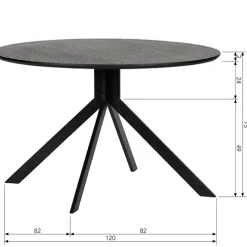 Eettafels<WOOOD Eettafel Bruno Zwart - Ø 120 cm