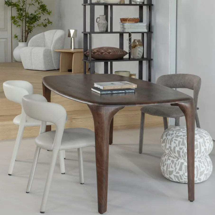 Eettafels<WOOOD Eettafel Fiore Donkerbruin - 190x95 cm