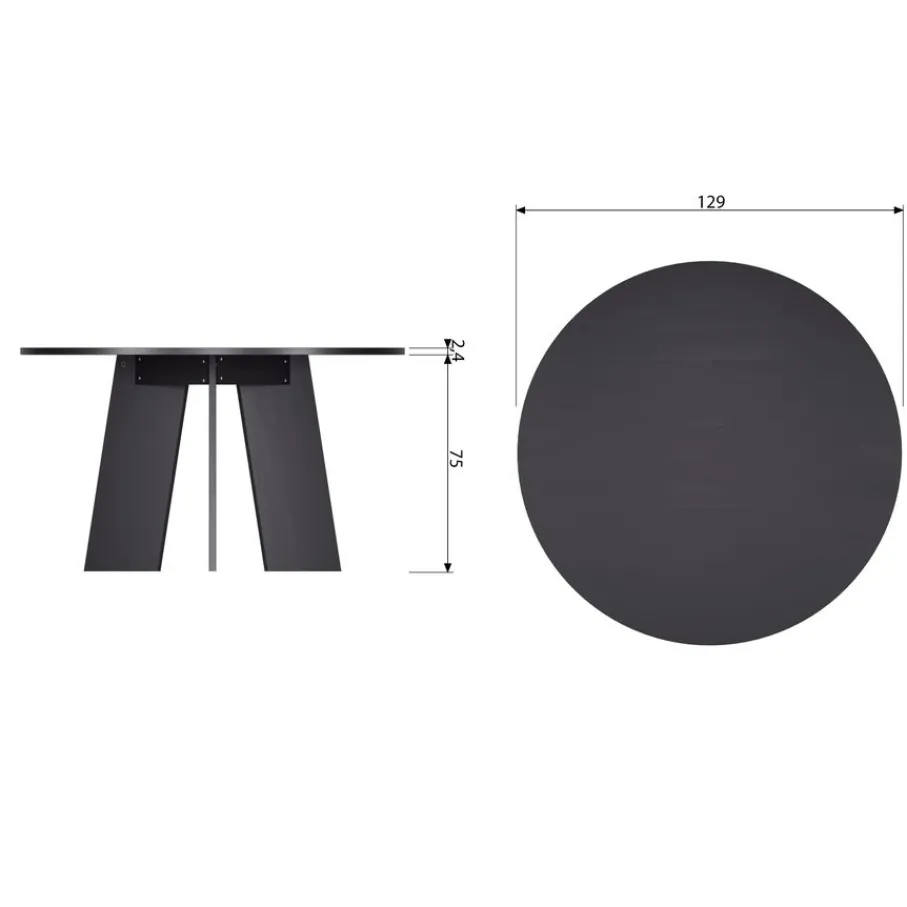 Eettafels<WOOOD Eettafel Fries Zwart - Ø 90 cm