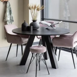 Eettafels<WOOOD Eettafel Rhonda Zwart - Ø 129 cm
