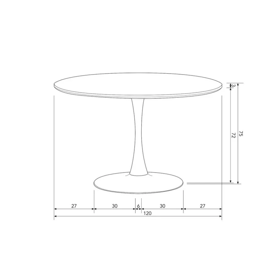 Eettafels<WOOOD Eettafel Sammy Zwart - Ø 120 cm