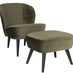 Voetenbanken|Fauteuils<WOOOD Hocker Sara Groen - 56x36 cm
