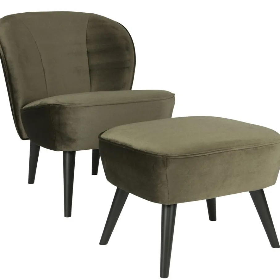 Voetenbanken|Fauteuils<WOOOD Hocker Sara Groen - 56x36 cm