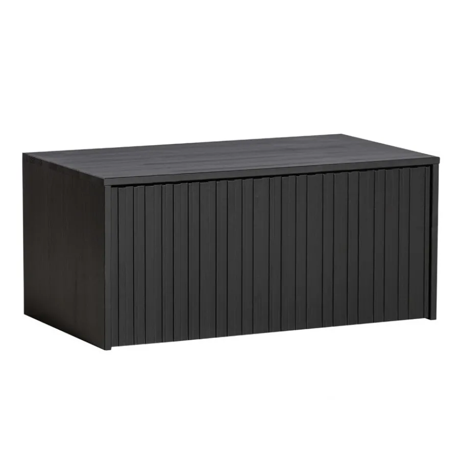 Opbergkasten<WOOOD Kistbank New Gravure Zwart - 88x50x40 cm