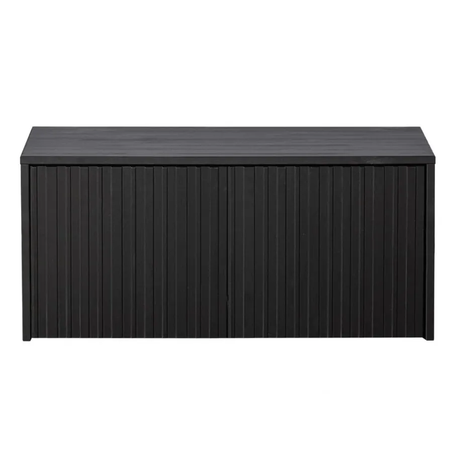 Opbergkasten<WOOOD Kistbank New Gravure Zwart - 88x50x40 cm