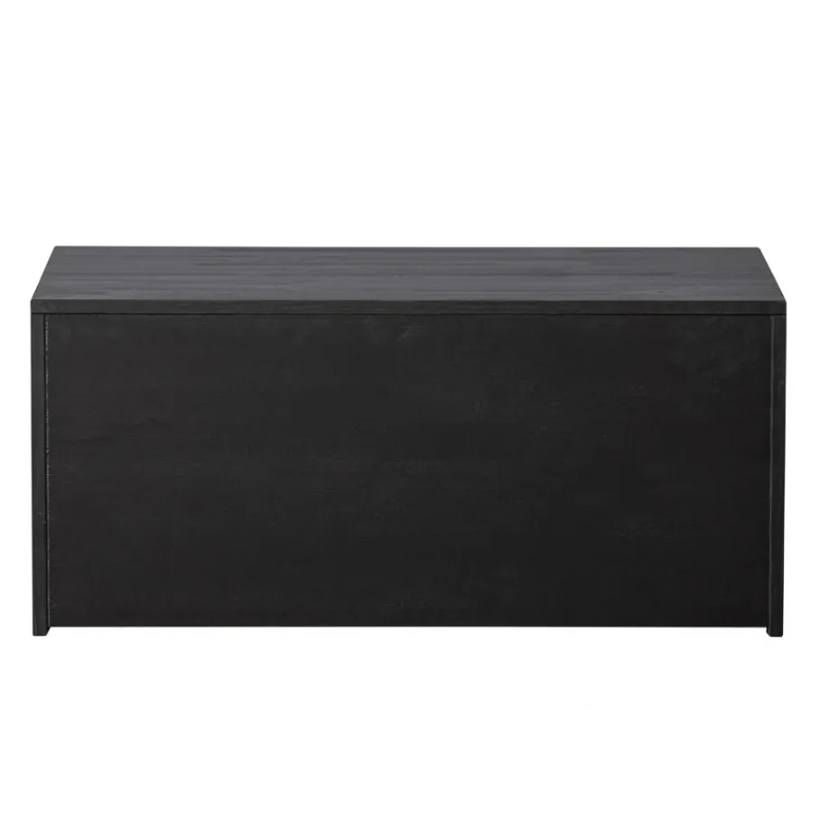 Opbergkasten<WOOOD Kistbank New Gravure Zwart - 88x50x40 cm
