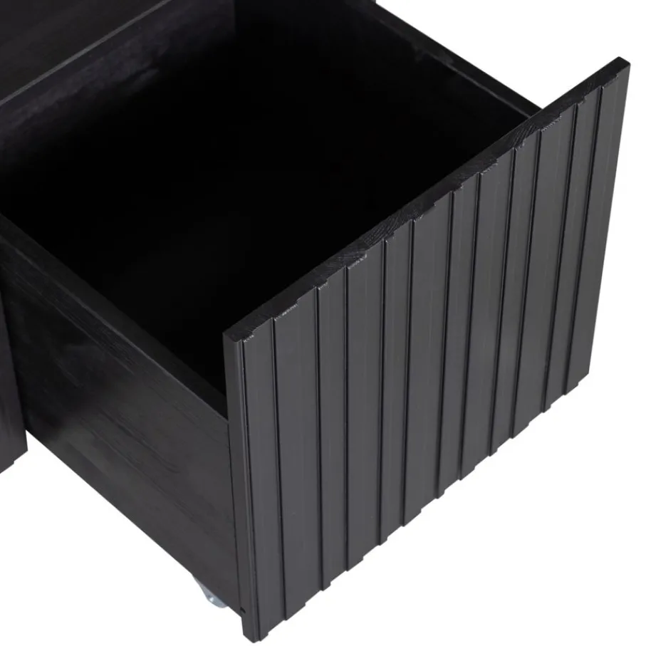 Opbergkasten<WOOOD Kistbank New Gravure Zwart - 88x50x40 cm
