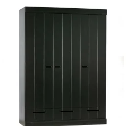 Kledingkasten<WOOOD Kledingkast Connect Zwart - 140x195x53 cm