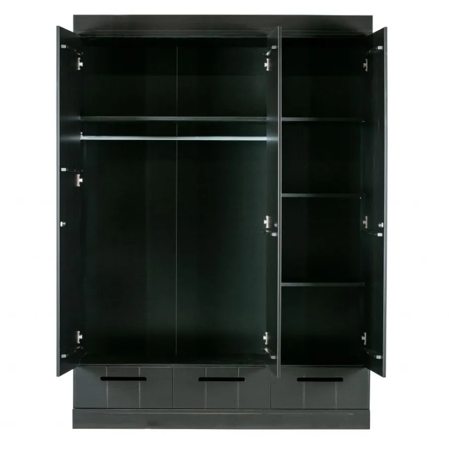 Kledingkasten<WOOOD Kledingkast Connect Zwart - 140x195x53 cm