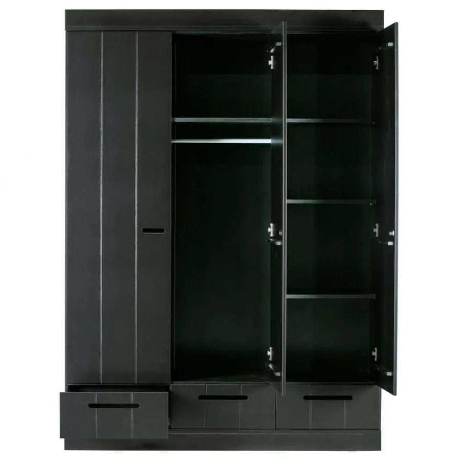 Kledingkasten<WOOOD Kledingkast Connect Zwart - 140x195x53 cm