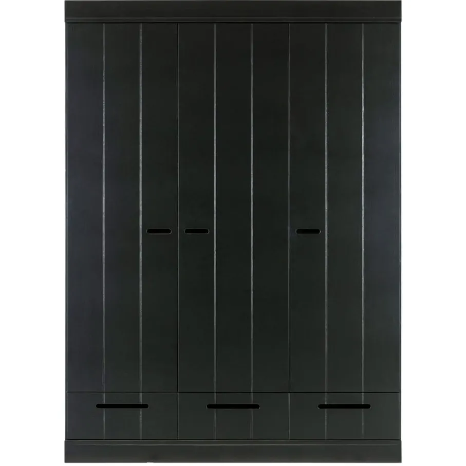 Kledingkasten<WOOOD Kledingkast Connect Zwart - 140x195x53 cm
