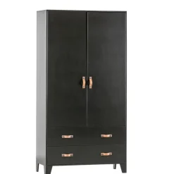 Kledingkasten<WOOOD Kledingkast Dian Zwart - 94x180x40 cm