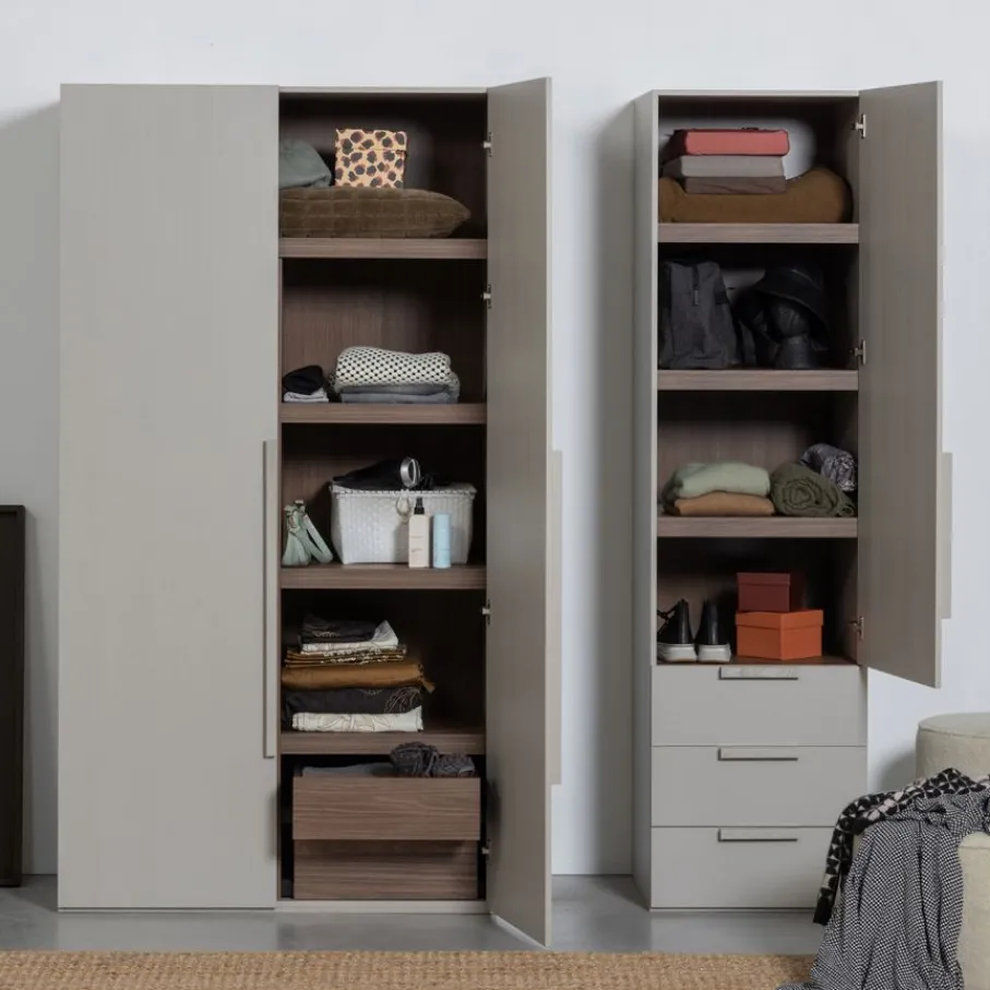 Kledingkasten<WOOOD Kledingkast Rens Grijs - 55x210x58 cm
