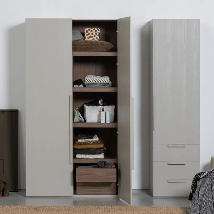 Kledingkasten<WOOOD Kledingkast Rens Grijs - 55x210x58 cm