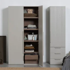 Kledingkasten<WOOOD Kledingkast Rens Grijs - 110x210x58 cm