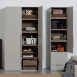 Kledingkasten<WOOOD Kledingkast Rens Grijs - 110x210x58 cm
