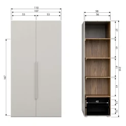 Kledingkasten<WOOOD Kledingkast Rens Grijs - 110x210x58 cm