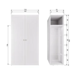 Kledingkasten<WOOOD Kledingkast Sipke Wit - 110x200x55 cm