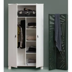 Kledingkasten<WOOOD Kledingkast Ties Wit - 111x202x55 cm