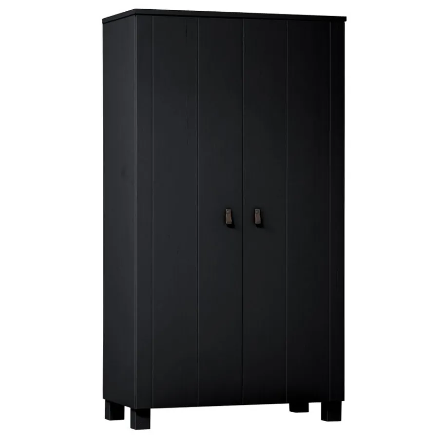 Kledingkasten<WOOOD Kledingkast Ties Zwart - 111x202x55 cm