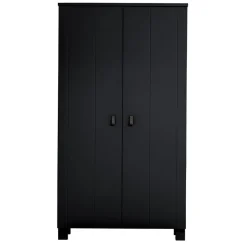 Kledingkasten<WOOOD Kledingkast Ties Zwart - 111x202x55 cm