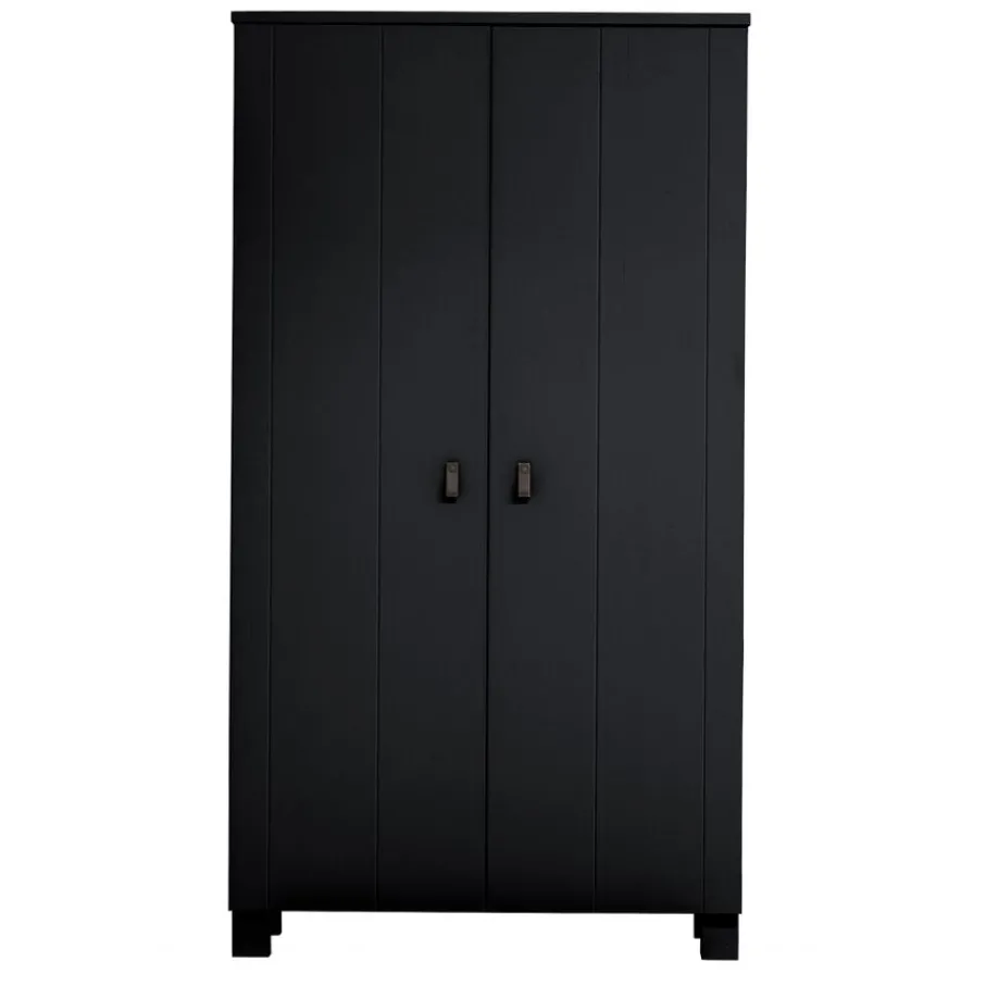 Kledingkasten<WOOOD Kledingkast Ties Zwart - 111x202x55 cm