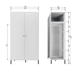 Kledingkasten<WOOOD Kledingkast Xina Grijs - 110x202x58 cm