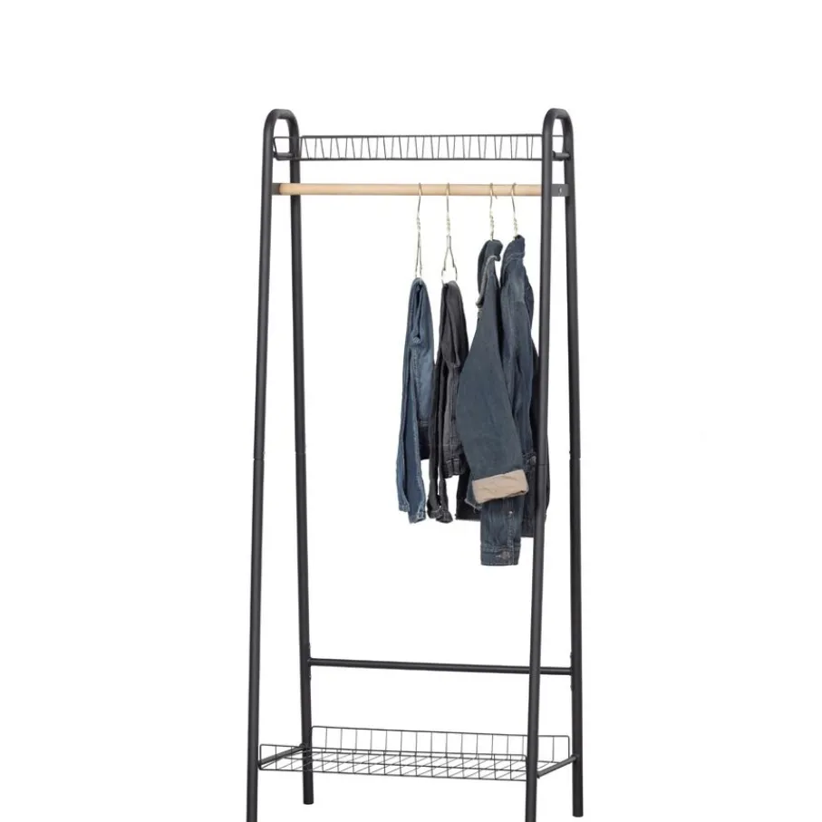 Opbergkasten<WOOOD Kledingrek Jovi Zwart - 70x167x41 cm