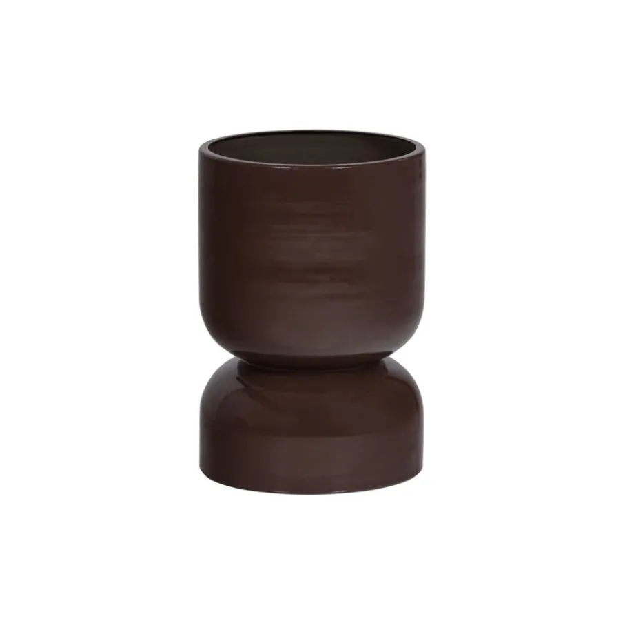 Vazen & Potten|Bijzettafels<WOOOD Plantentafel / Pot Toval Paars / Bruin - 28x40x28 cm