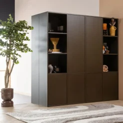 Vazen & Potten|Bijzettafels<WOOOD Plantentafel / Pot Toval Paars / Bruin - 28x40x28 cm
