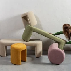 Poefs & Krukjes<WOOOD Poef Charlie Beige - Ø 45 cm