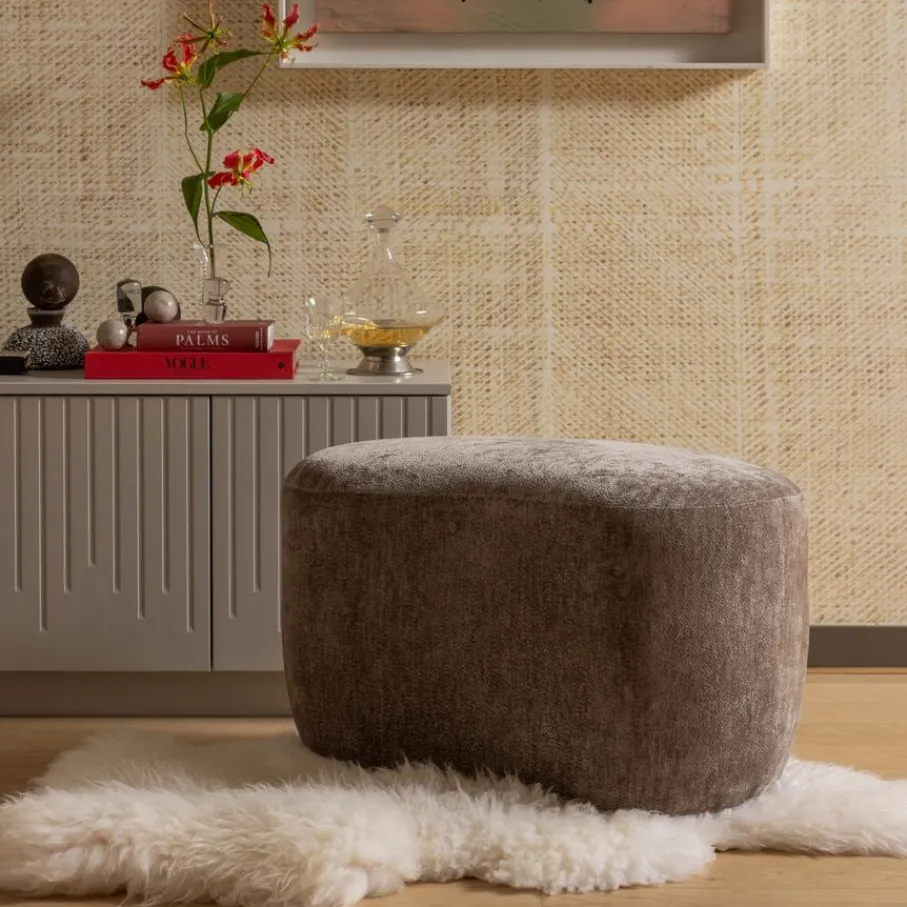 Fauteuils|Voetenbanken<WOOOD Poef Popular Taupe - 73x51 cm