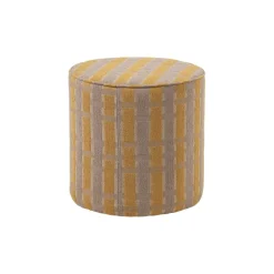 Poefs & Krukjes<WOOOD Poef Sarli Taupe / Geel - Ø 46 cm