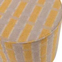 Poefs & Krukjes<WOOOD Poef Sarli Taupe / Geel - Ø 46 cm