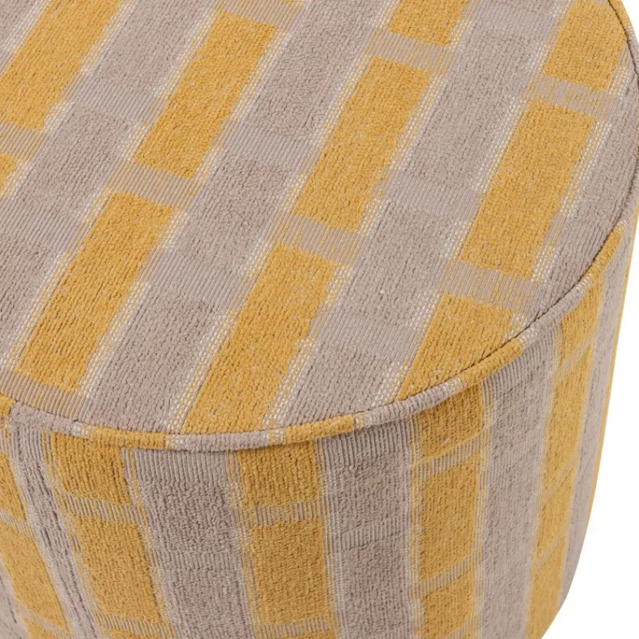 Poefs & Krukjes<WOOOD Poef Sarli Taupe / Geel - Ø 46 cm