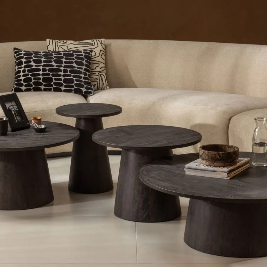 Salontafels<WOOOD Salontafel Maan Donkerbruin - Ø 100 cm