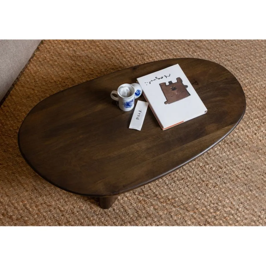 Salontafels<WOOOD Salontafel Roundly Bruin - 110x60 cm