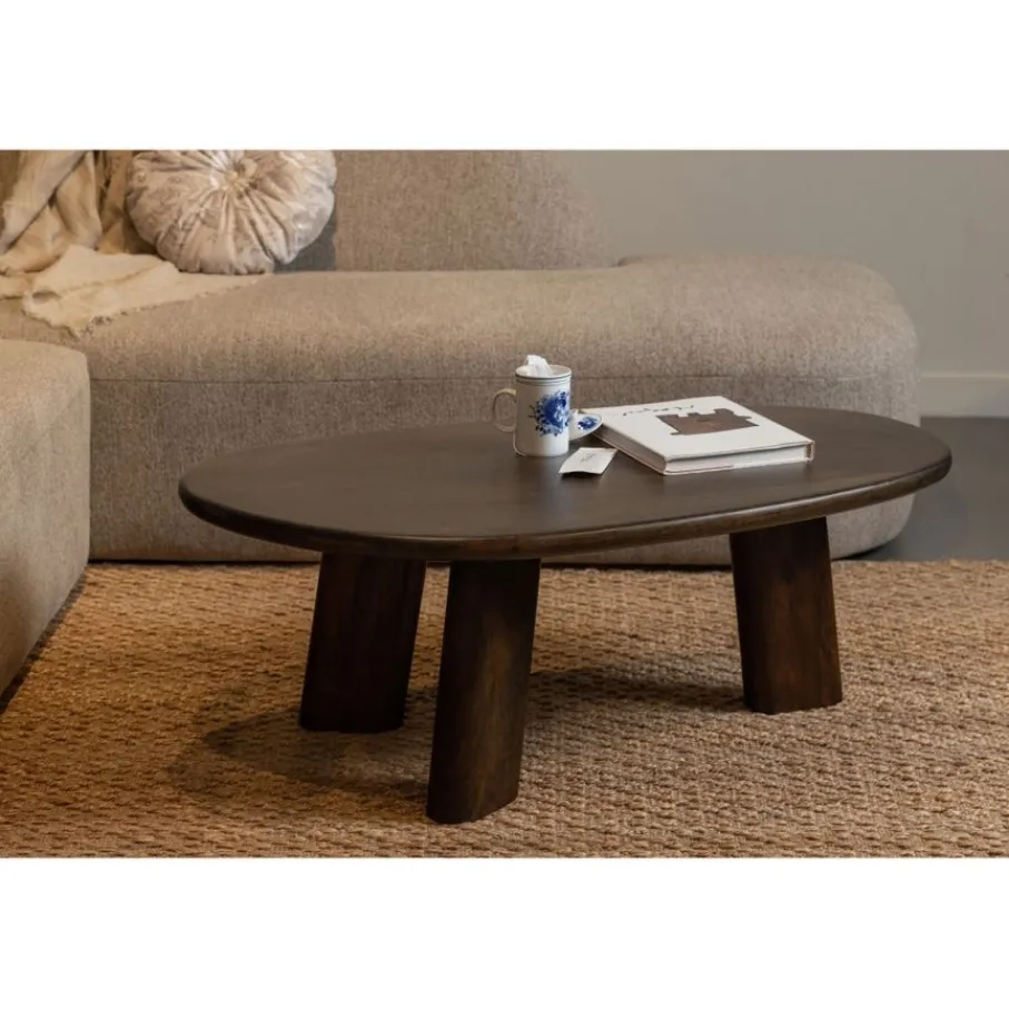 Salontafels<WOOOD Salontafel Roundly Bruin - 110x60 cm