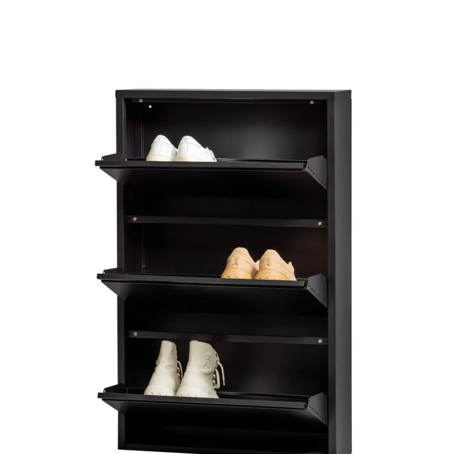 Opbergkasten|Schoenenkasten<WOOOD Schoenenkast Sabine Zwart - 66x103x16 cm