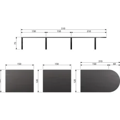 Tafelbladen<WOOOD Tafelblad Tablo Lungo Zwart - 210x120 cm