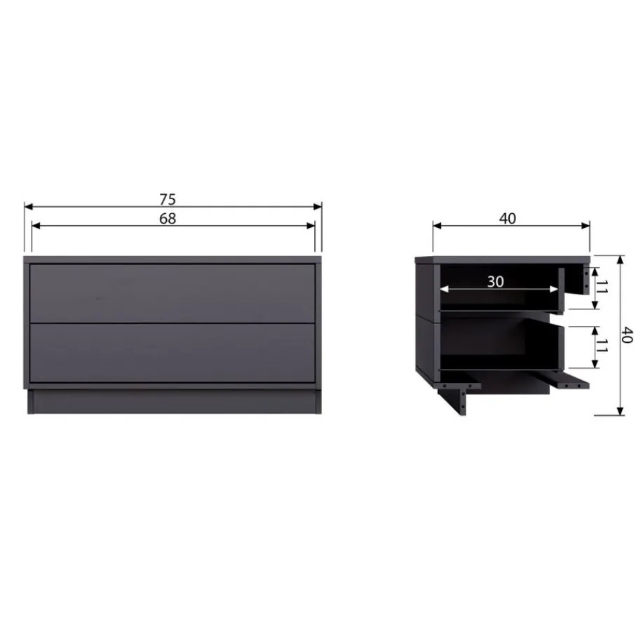 Tv-Meubels<WOOOD TV-meubel Finca Zwart - 75x40x40 cm