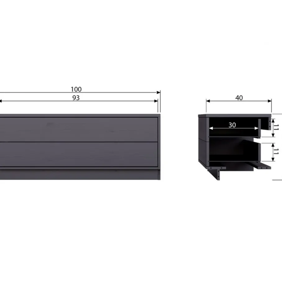 Tv-Meubels<WOOOD TV-meubel Finca Zwart - 100x40x40 cm
