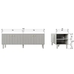 Tv-Meubels<WOOOD TV-meubel Madu Grijs - 160x56x46 cm
