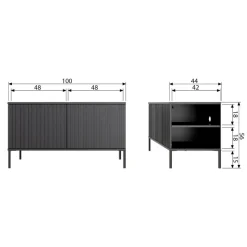 Tv-Meubels<WOOOD TV-meubel New Gravure Zwart - 100x56x44 cm