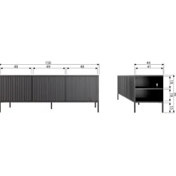 Tv-Meubels<WOOOD TV-meubel New Gravure Zwart - 150x56x44 cm