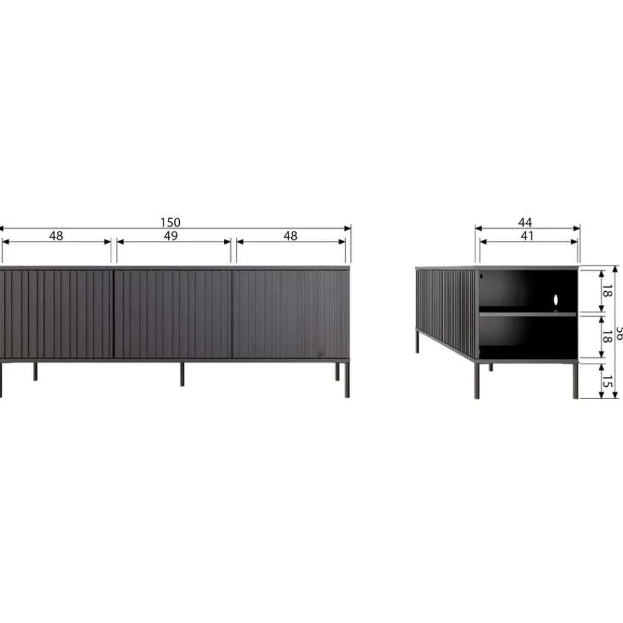 Tv-Meubels<WOOOD TV-meubel New Gravure Zwart - 150x56x44 cm