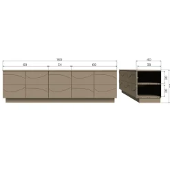 Tv-Meubels<WOOOD TV-meubel Teo Mud - 180x52x40 cm