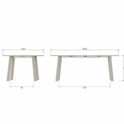 Eettafels<WOOOD Uitschuifbare Eettafel Janne Grijs - 120/200x120 cm